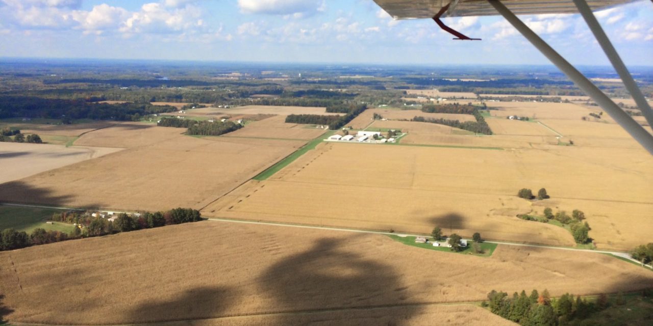 Green grass runways in a sea of harvest ready corn  #whyifly