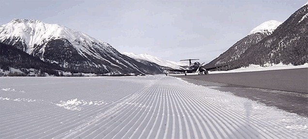 Snowboarding behind an airplane!