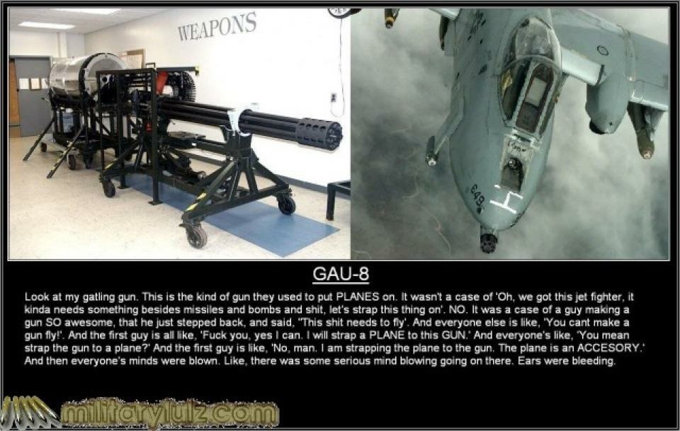 Gazing Skyward TV, I think this best describes the GAU-8 the best. LMAO!
