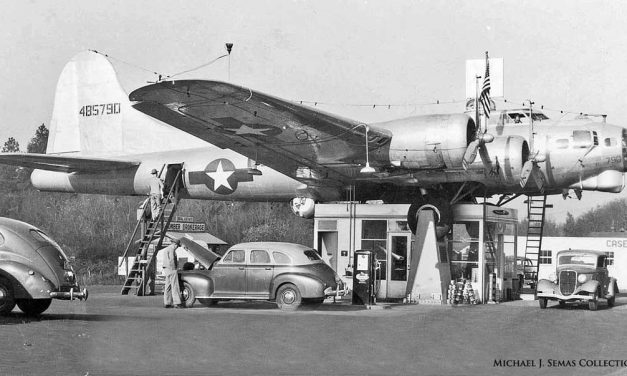 A Five Dollar Bet Results in a Flying Fortress Gasoline Station