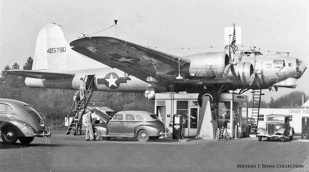 A Five Dollar Bet Results in a Flying Fortress Gasoline Station