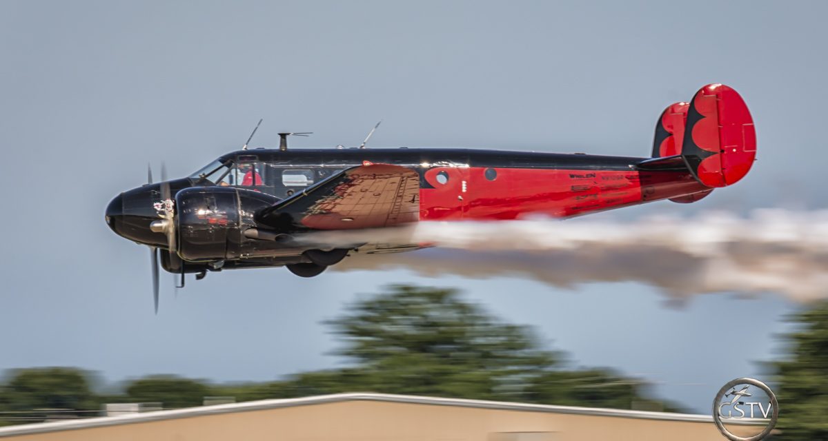 Matt Younkin flying his Twin Beech at AirVenture2016