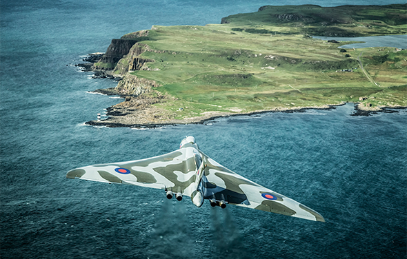 Vulcan XH558 as she comes in over the Northern Ireland coastline, September 2015. Captured by Frank Grealish.