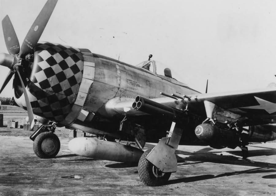 P-47D Thunderbolt 42-26357 of the 353rd Fighter Group fitted with rocket launchers at Raydon