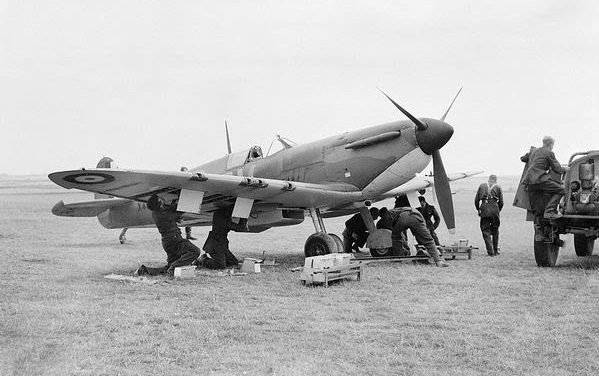 Groundcrew  rearming Spitfires during the Battle of Britain.