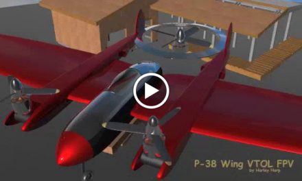“P-38 Flying  Wing VTOL FPV”  made in Cinema 4D.