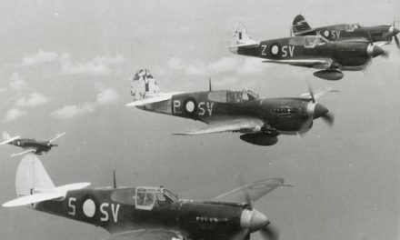 Australian P-40 Kittyhawk fighters in formation.