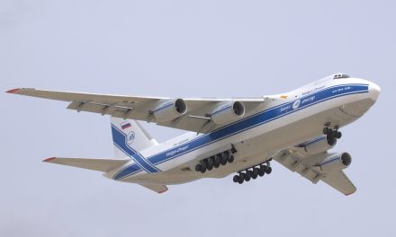 A Volga-Dnepr Antonov An-124-100 comes in for a landing at CYWG / Winnipeg.