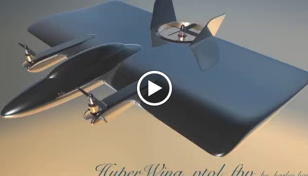 “Hyper Wing VTOL FPV ” combines flying wing with multi-rotor operation. Cinema  4D.