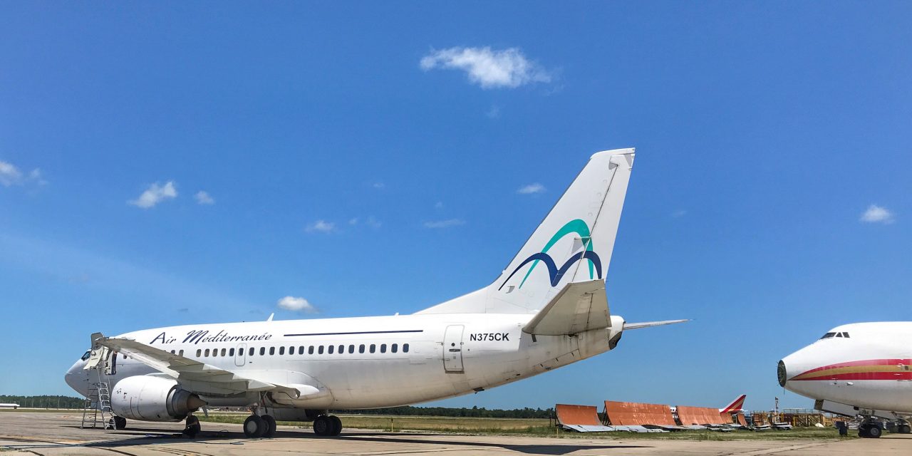 Our freshest arrival today: an ex-Air Méditerranée B737-500.