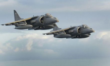 A pair of Sea Harriers from HMS Illustrious during Exercise Joint Warrior in 2008.