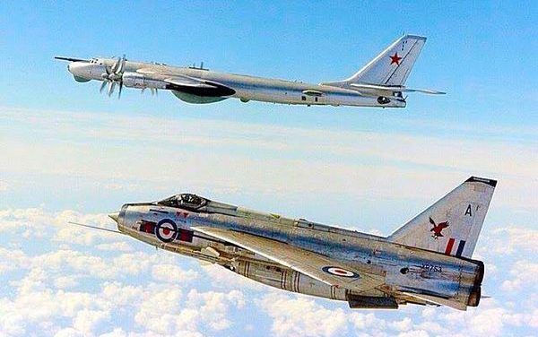 English Electric Lightings in formation with Tupolev Tu-95 “Bear” bombers.