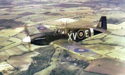 North American Mustang Mk.I AG633 “XV-E” of 2 Squadron flying over Essex.