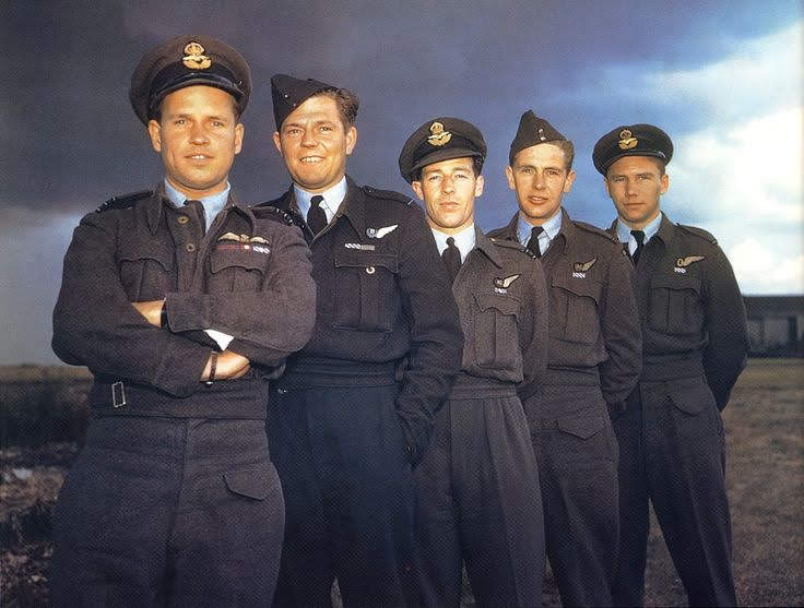 Wing Commander Guy Gibson VC, & four of the crew of Lancaster ED932/G (G George) a few months after the famous Dams…