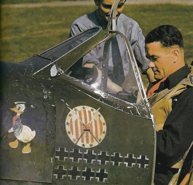 Polish ace Jan Zumbach strapping into his Spitfire Mk.Vb of 303 Squadron.
