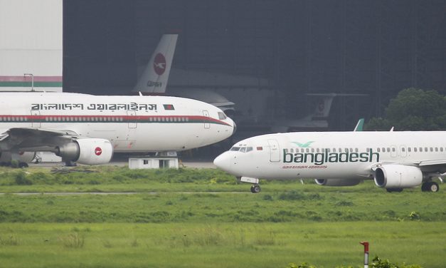 The last passenger DC-10-30 (S2-ACR) and Boeing 737-800 (S2-AFL)