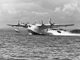 Short Sunderland ‘on the step’ and about to take off