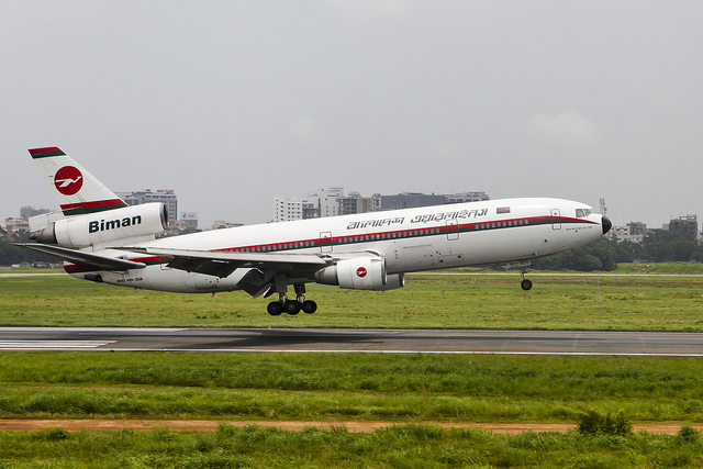 The Mighty DC 10-30 (S2-ACO) “Hazrat Shah Makhdum (Ra:) Nogori” landing at Hazrat Shahjalal International Airport…