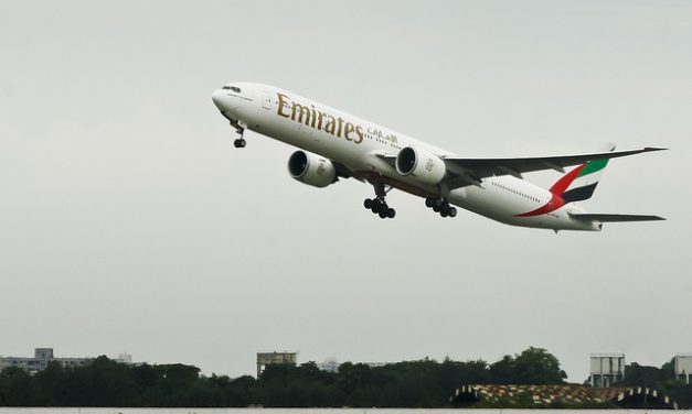 Emirates Boeing 777-31HER ( A6-EBD ) Takes off on a cloudy morning from Hazrat Shahjalal International Airport Dhaka