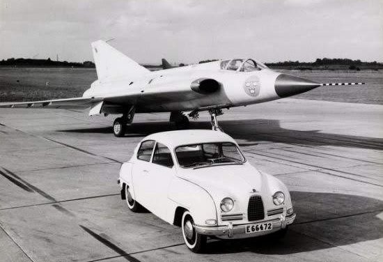 Saab Draken and a Saab 93.