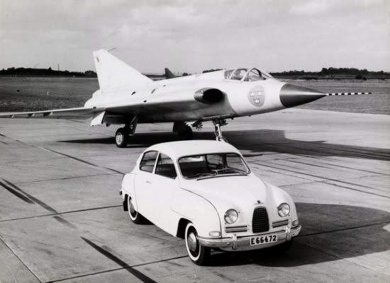 Saab Draken and a Saab 93.