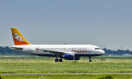 Druk Air – Royal Bhutan Airlines Airbus A319-115 A5-RGG at the taxiway after landing