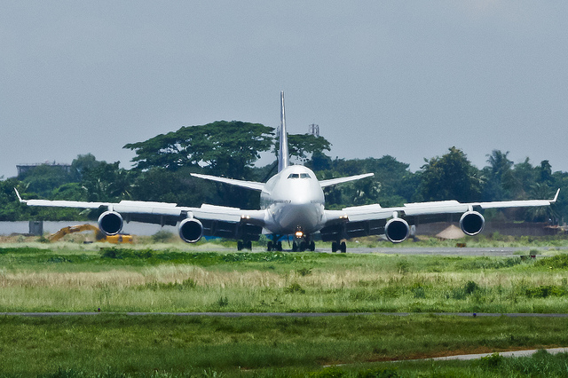 Queen of the sky, Saudi Arabian Airlines Boeing 747-441 TF-AMX turning to taxiway from runway 32 at VGZR