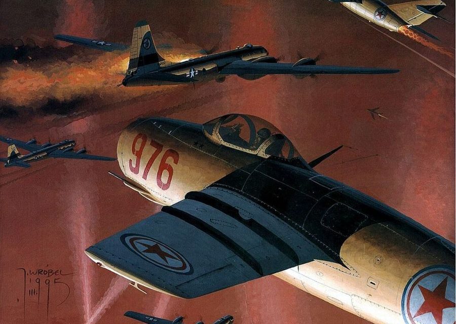 MiG-15’s attack B-29 bombers over North Korea