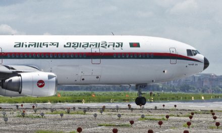 Biman Bangladesh Airlines McDonnell Douglas DC-10-30 S2-ACP entering Runway 14 for take off on its test flight
